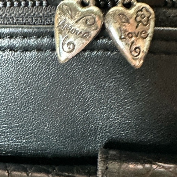 VTG Brighton One World Slim Leather Crossbody Bag Croc Emboss Single Strap Black - Picture 16 of 16